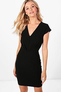 Boohoo Phoebe V-neck Short Sleeve Fitted Dress