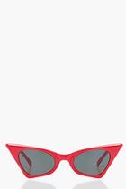 Boohoo Red Extreme Pointed Retro Sunglasses