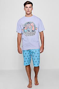 Boohoo Optimus Prime T-shirt And Short Lounge Set