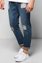 Boohoo Slim Fit Ripped Denim Jeans