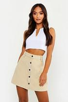 Boohoo Petite Cord Button Front Skirt