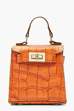 Boohoo Faux Croc Mini Lock Bag