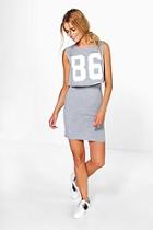 Boohoo Josie Baseball Double Layer Dress