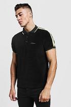 Boohoo Gold Man Velour Polo With Tape Detail
