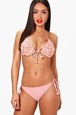 Boohoo Kenya 3d Flower Power Moulded Triangle Bikini