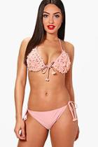 Boohoo Kenya 3d Flower Power Moulded Triangle Bikini