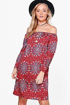 Boohoo Adelina Paisley Print Shift Dress