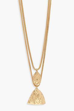 Boohoo Textured Pendant Double Statment Necklace