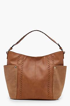 Boohoo Erin Whipstitch & Pocket Day Bag