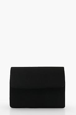Boohoo Micro Mini Suedette Clutch And Chain Bag