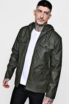 Boohoo Water Resistant Rubber Hooded Parka