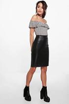 Boohoo Adriana Leather Look Mock Croc Midi Skirt
