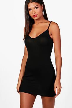 Boohoo Aria Plunge Front Jersey Cami Bodycon Dress