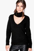 Boohoo Katie Chunky Choker Soft Knit Jumper Black