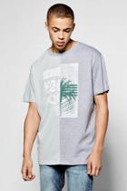 Boohoo Oversized Spliced T Shirt With Chest Print Teal