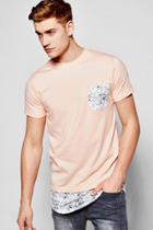 Boohoo Longline Geo Print T Shirt Pink