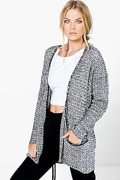 Boohoo Eve Marl Loose Knit Slouchy Pocket Cardigan