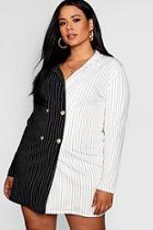 Boohoo Plus Bea Contrast Stripe Button Up Blazer Dress
