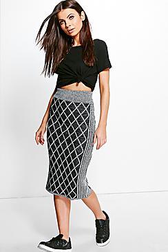 Boohoo Karina Cage Knit Skirt