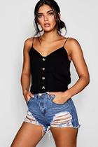 Boohoo Isobel Horn Button Detail V Front Woven Cami