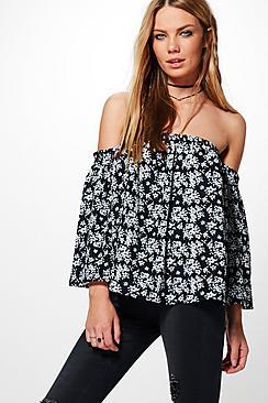 Boohoo Frankie Floral Bardot Top