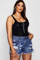 Boohoo Plus Molly Extreme Rip Denim Shorts