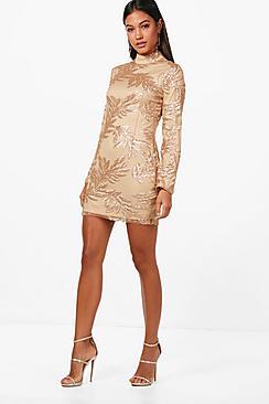 Boohoo Boutique Lisa Sequin Print Bodycon Dress