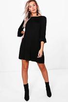 Boohoo Amelia Round Neck Frill Sleeve Swing Dress