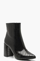 Boohoo Croc Block Heel Shoe Boots