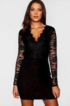 Boohoo Tall Plunge Lace Bodycon Mini Dress