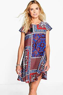Boohoo Lorelai Paisley Print Cap Sleeve Shift Dress
