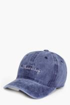 Boohoo Elena Washed Slogan Cap Blue