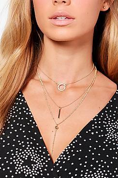 Boohoo Alana Diamante Shapes Plunge Layered Choker