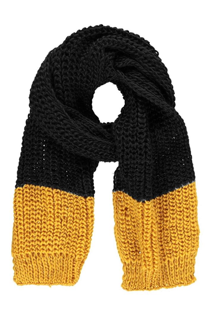 Boohoo Frankie Contrast Tip Knitted Scarf Mustard