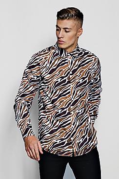 Boohoo Zebra Print Long Sleeve Shirt