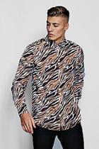 Boohoo Zebra Print Long Sleeve Shirt