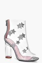 Boohoo Daisy Glitter Star Trim Clear Boot