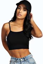 Boohoo Cally Spaghetti Strap Super Crop Top Black