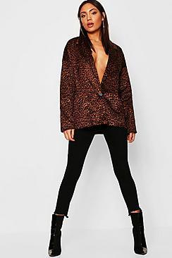 Boohoo Faux Fur Leopard Kimono Blazer