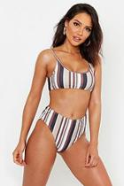 Boohoo Striped Super Cropped Bikini