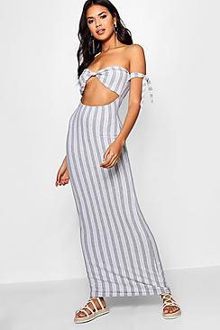 Boohoo Tie Twist Front Maxi Dress