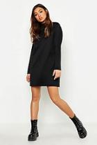 Boohoo Funnel Neck Long Sleeve Sweatshirt Dress