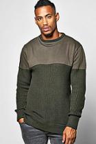 Boohoo Cable Knit Jumper With Jersey Sleeves
