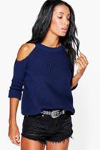 Boohoo Lois Cold Shoulder Jumper Blue
