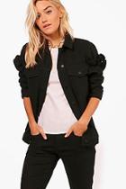 Boohoo Madison Ruffle Sleeve Denim Jacket