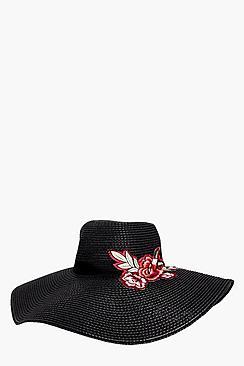 Boohoo Macey Embroidered Floppy Hat