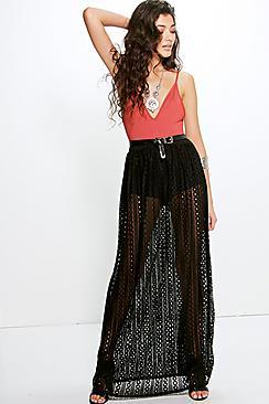 Boohoo Millie Festival Crochet Lace Maxi Skirt