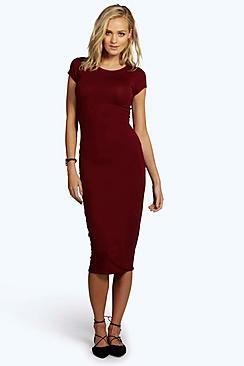 Boohoo Tall Lola Cap Sleeve Midi Jersey Dress