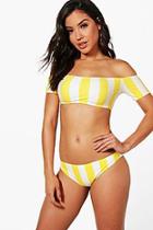 Boohoo Rome Banana Split Bardot High Leg Bikini