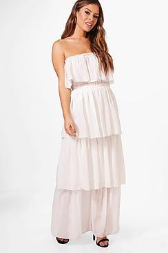 Boohoo Petite Boutique Gigi Bandeau Ruffle Maxi Dress